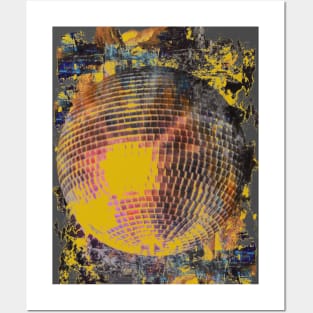 Yellow disco ball art collage Posters and Art